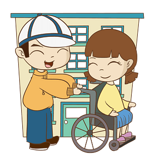 坐轮椅的残疾人插画