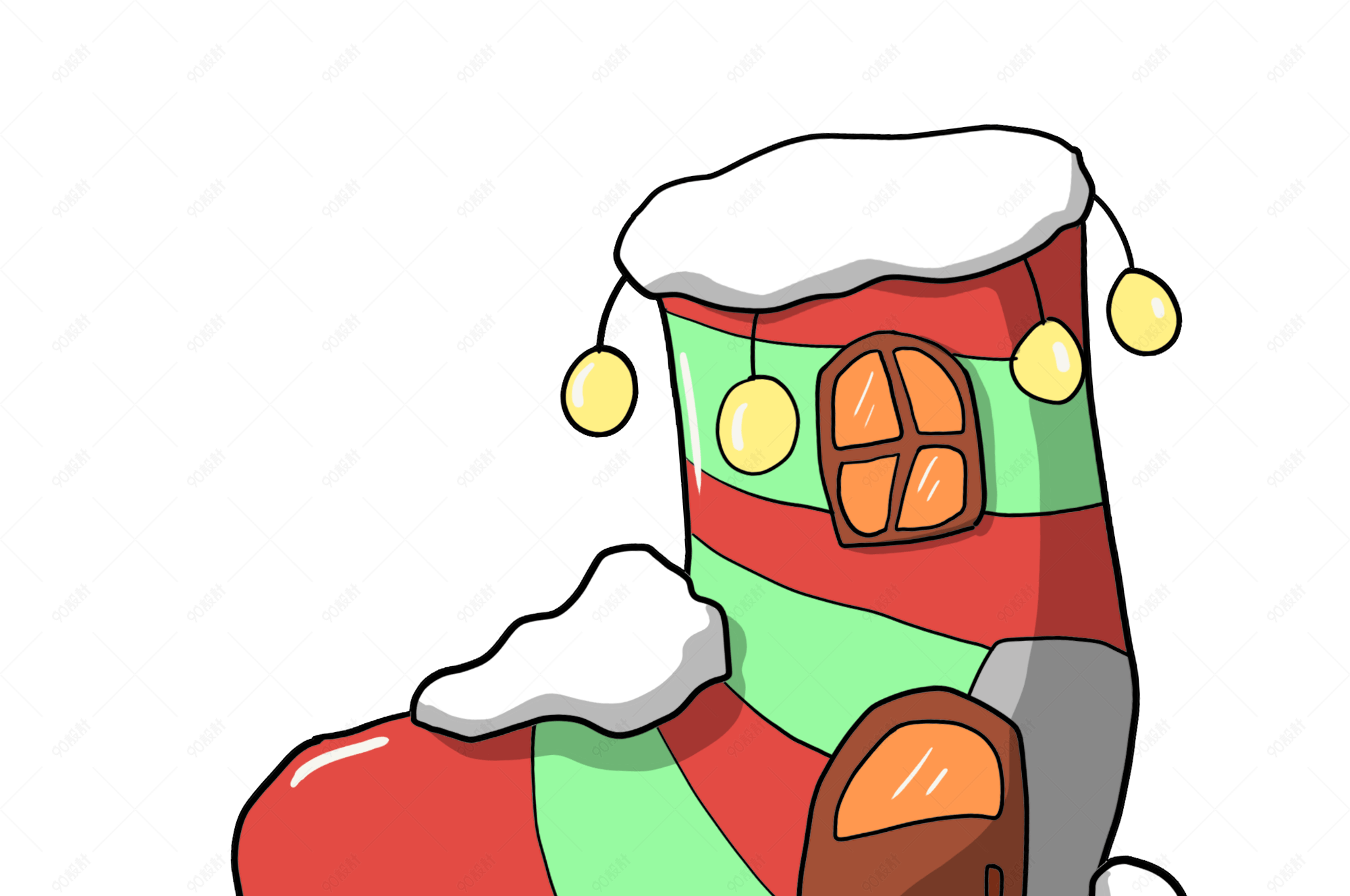 漂亮的圣诞袜子插画