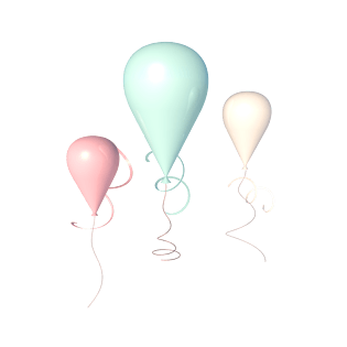 蓝粉白小清新c4d立体漂浮气球