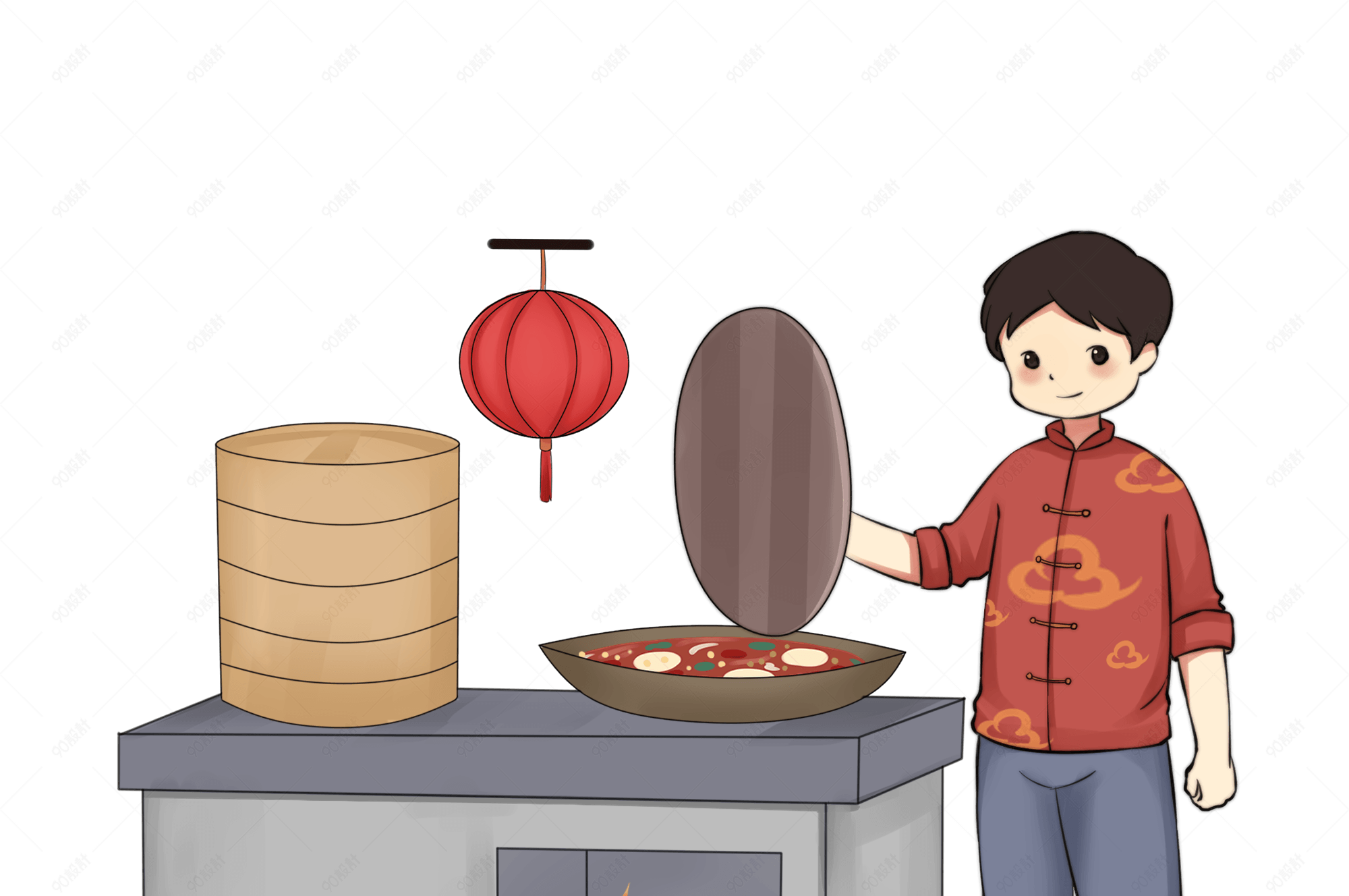 腊八节煮腊八粥插画