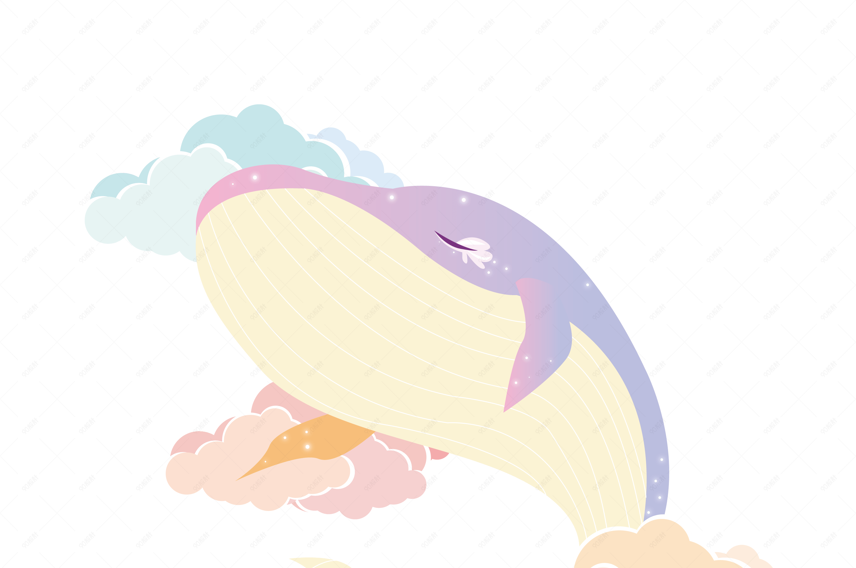 紫色的鲸鱼手绘插画