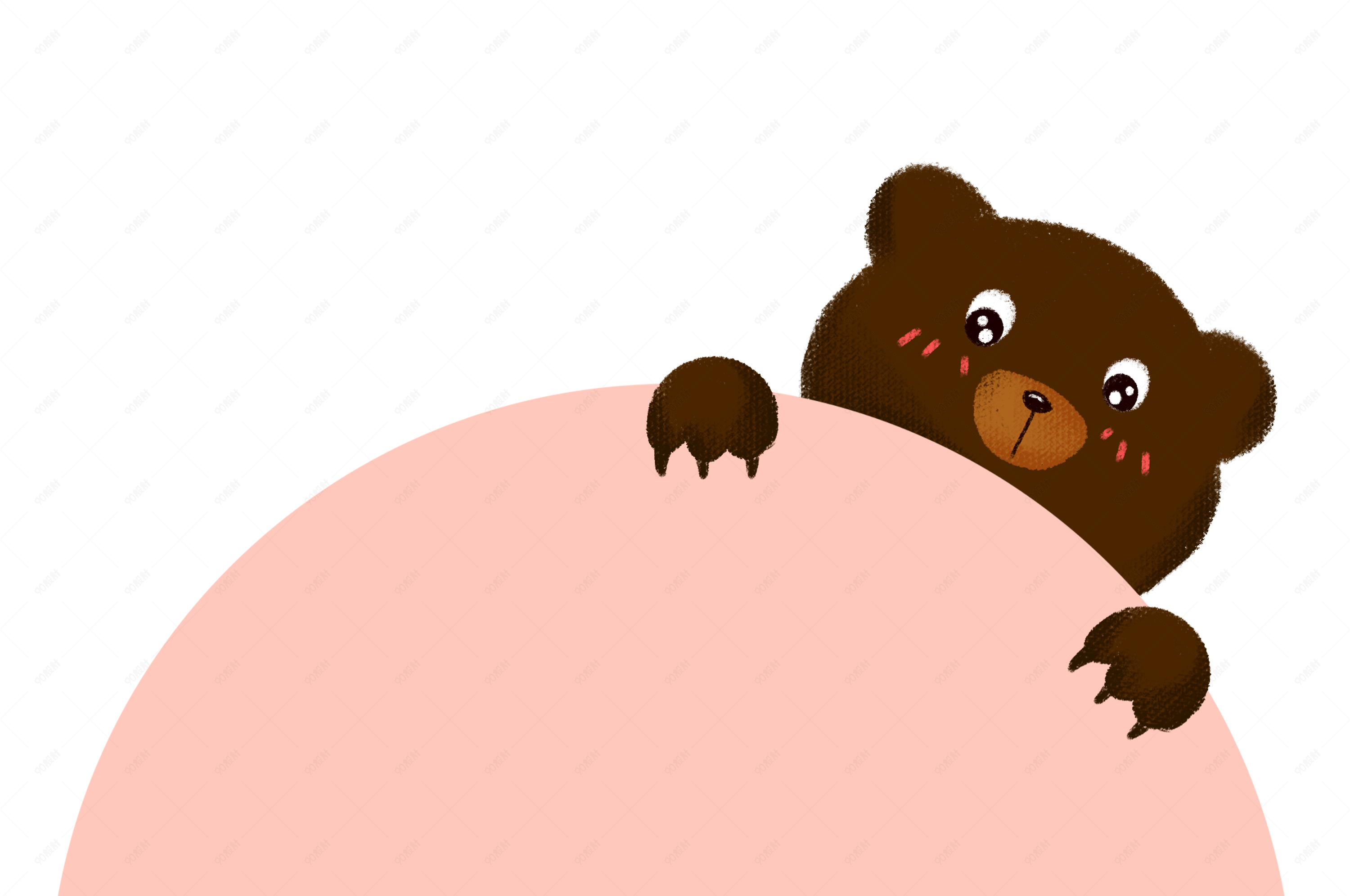 圆形小熊边框插画