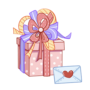 手绘蝴蝶结礼盒插画