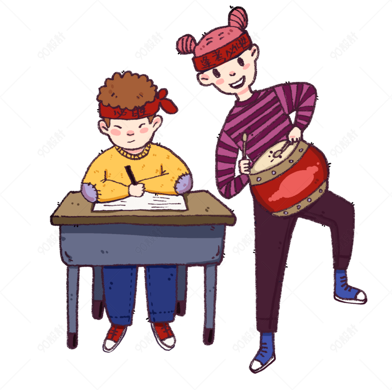 手绘敲击的鼓乐插画