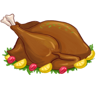 手绘感恩节红烧鸡插画