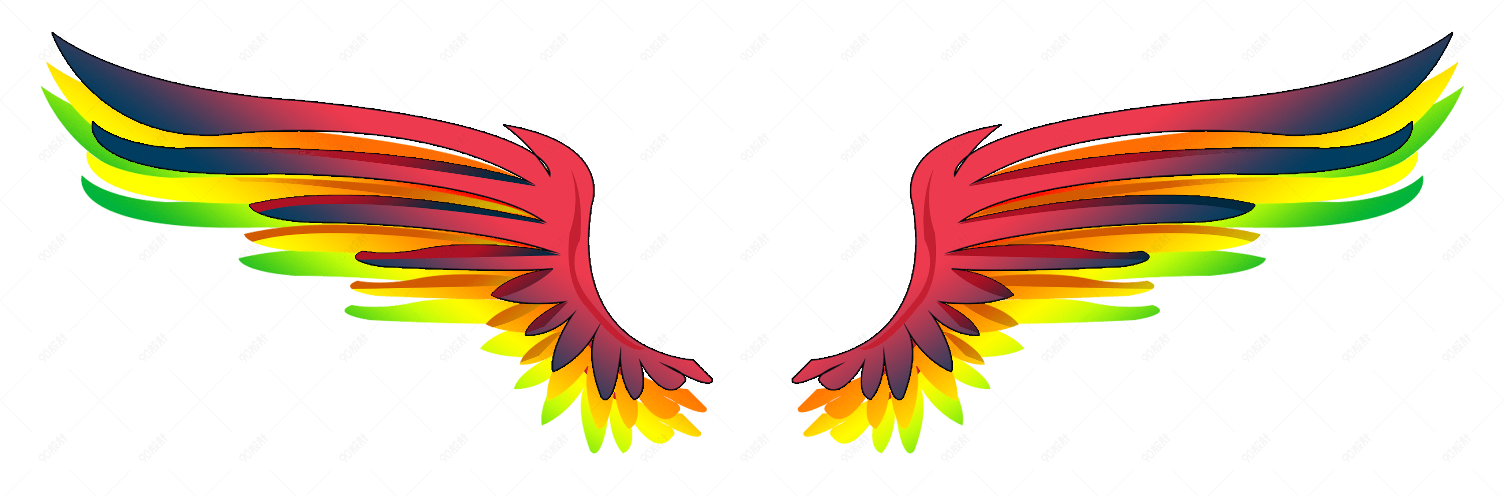 手绘橘红色的翅膀插画