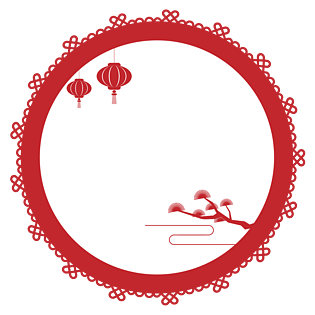 红色花纹边框插画