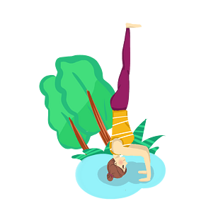 手绘倒立瑜伽插画