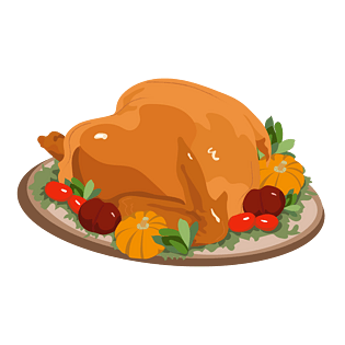 卡通感恩节火鸡大餐矢量素材