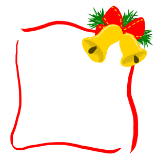 圣诞节蝴蝶结玲铛边框装饰素材pngpsd2000*2000卡通蝴蝶结铃铛边框png