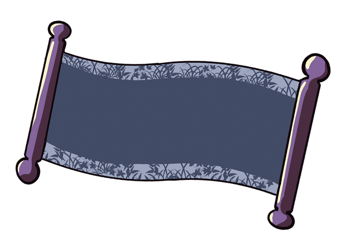 卡通手绘深灰色卷轴插画