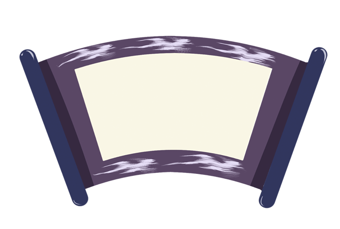 卡通手绘扇形卷轴插画