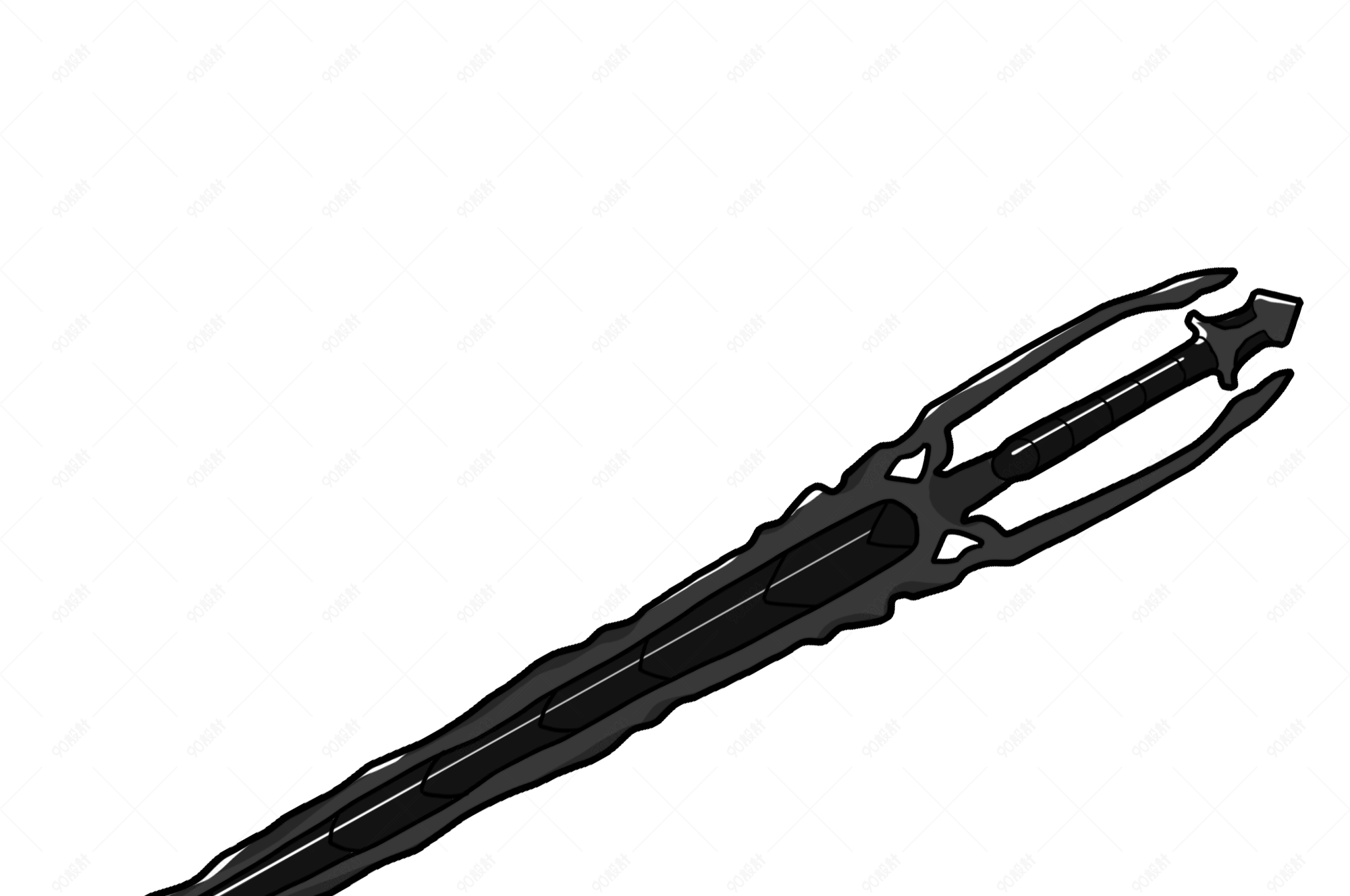黑色的古典长刀插画