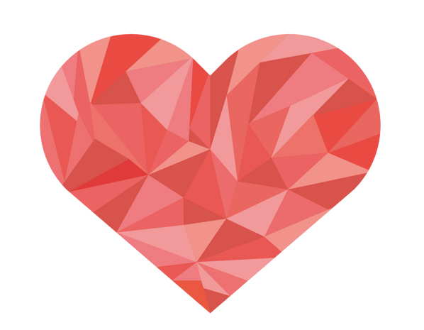 lowpoly风格粉红爱心免抠元素