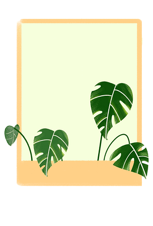 手绘绿色植物边框