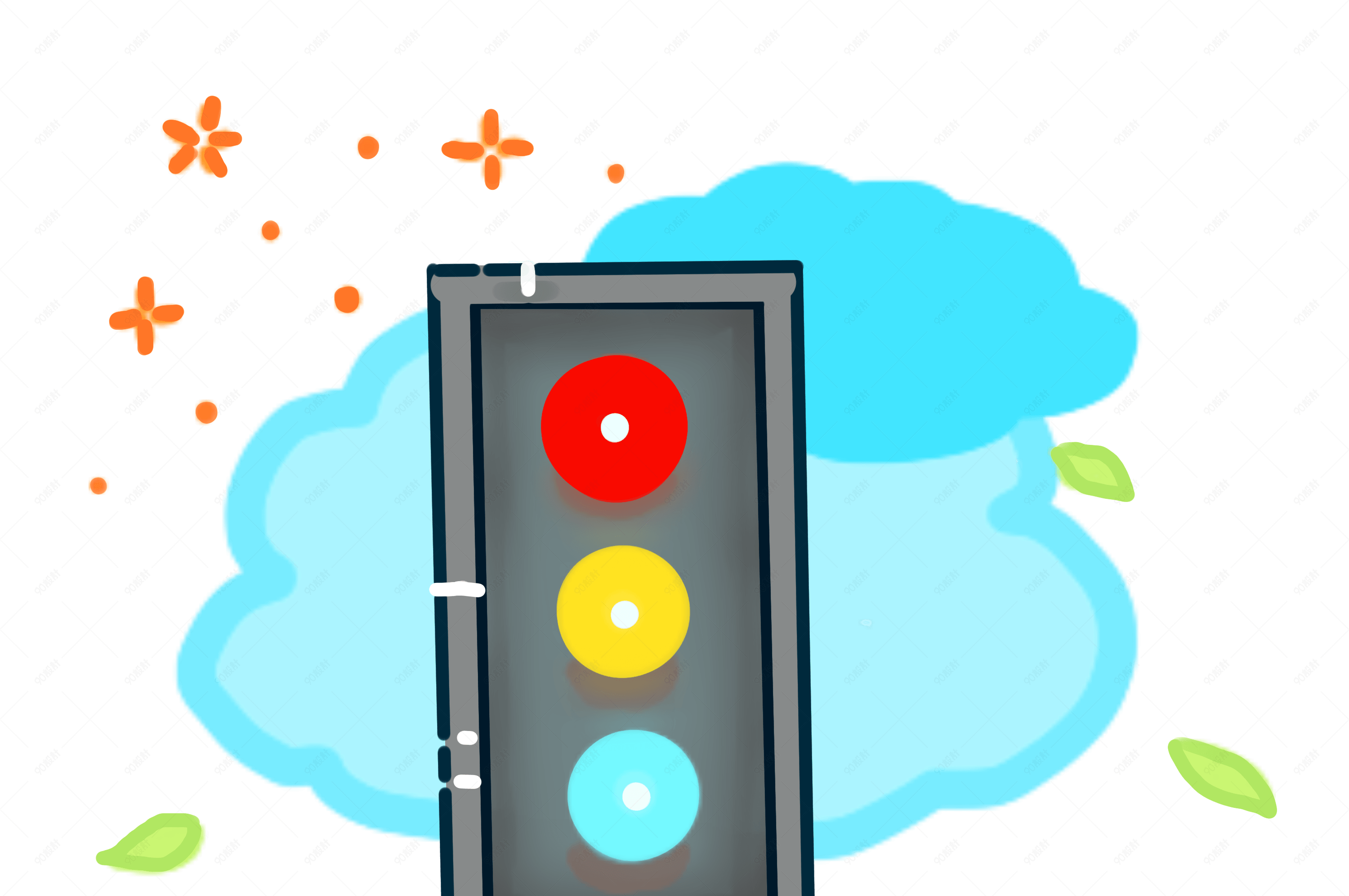 手绘交通图标红绿灯
