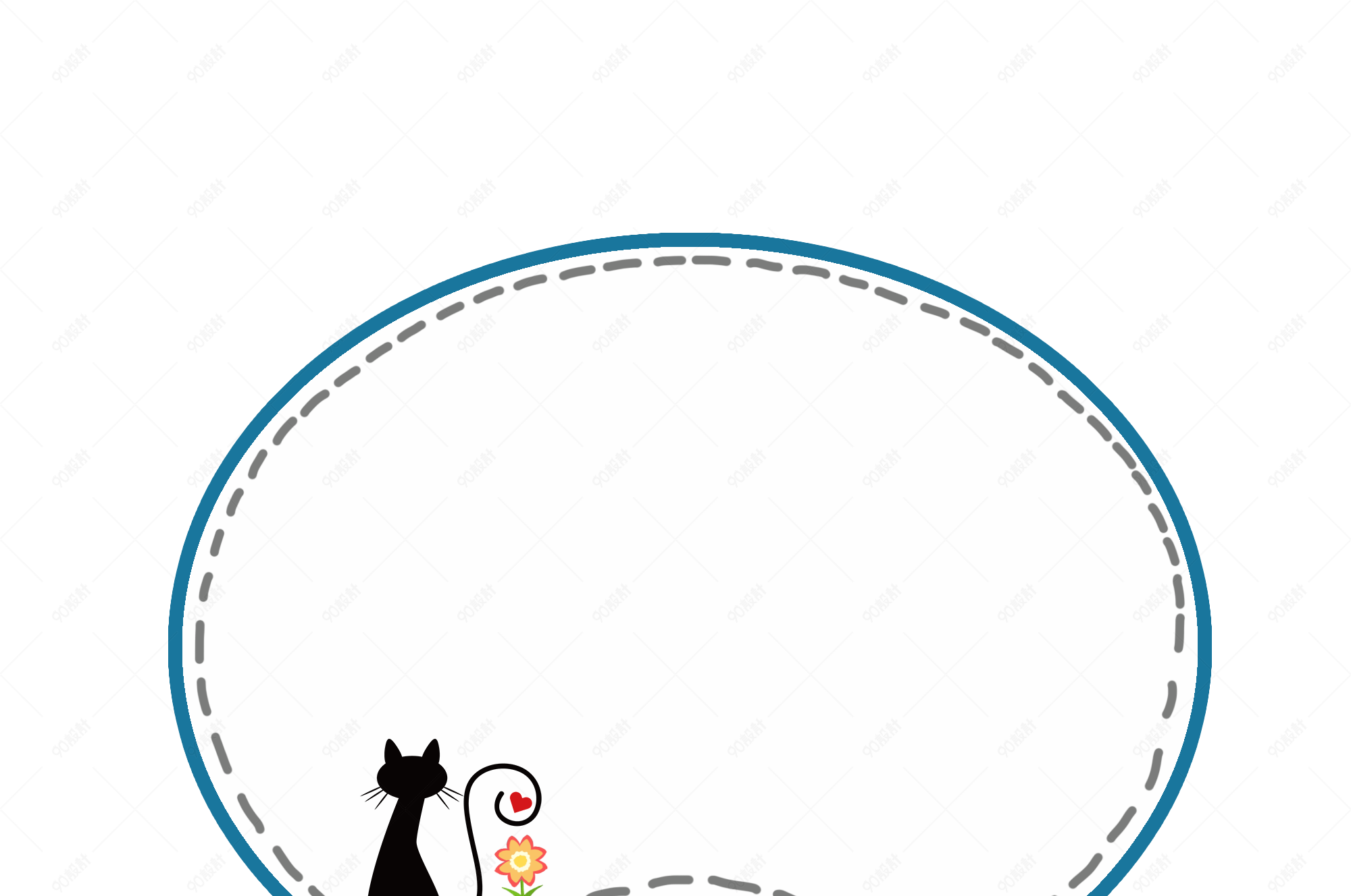 蓝色的猫咪边框插画