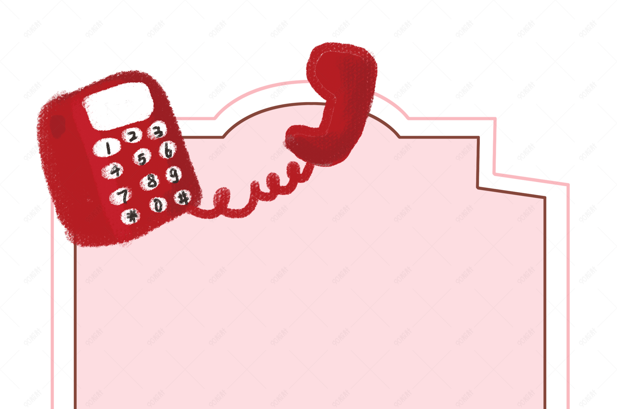 手绘红色的电话边框