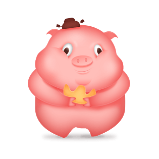 春节元旦粉色立体圆滚滚猪免扣png