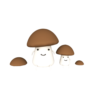 c4d立体拟人化香菇宝宝和妈妈