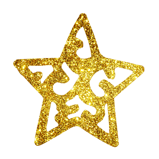 圣诞夜金粉星星装饰手绘png