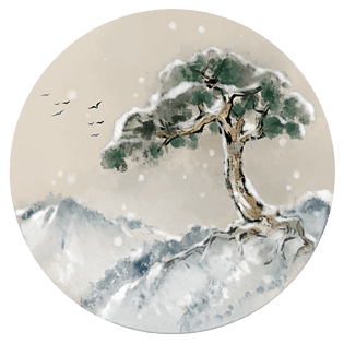 中国风大雪节气松柏远山雪景图