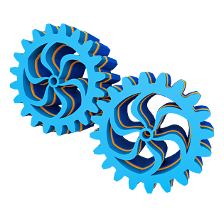蓝色科技立体齿轮c4d装饰素材