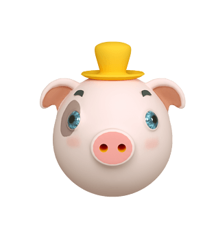 猪年c4d立体猪猪可爱卡通形象