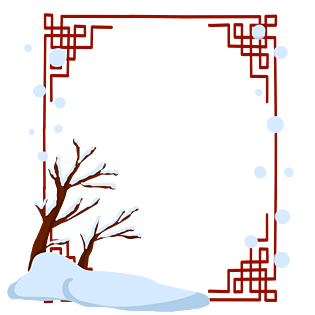 手绘春节下雪边框