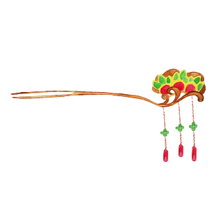 手绘古代发簪插画