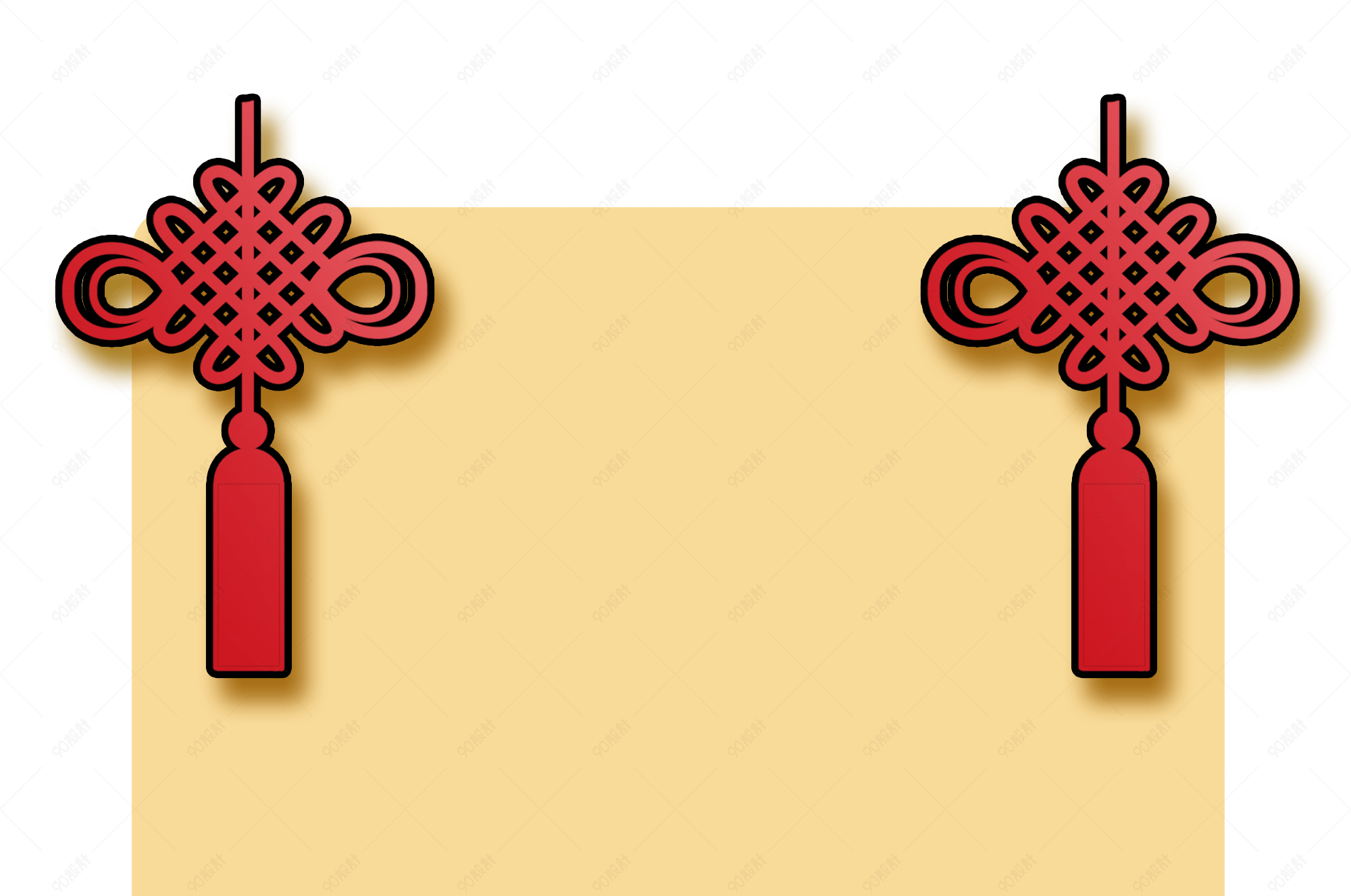 手绘元旦中国结边框