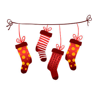 卡通手绘可爱坐在袜子上pngpsd2000*2000圣诞节黄色卡通手绘圣诞袜