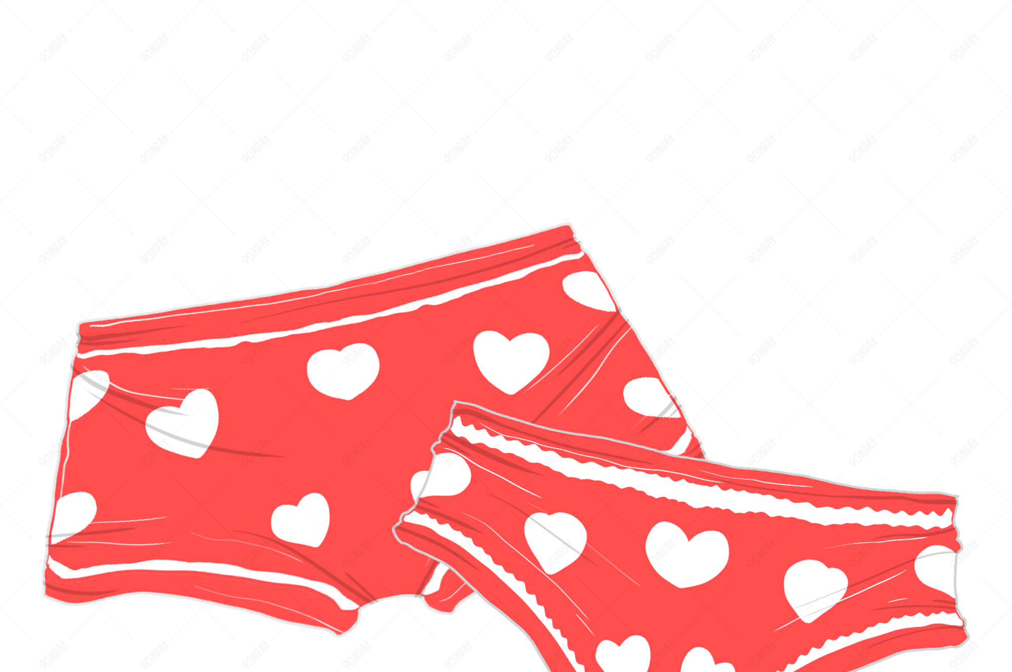 爱心红色裤衩插画
