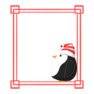 可爱卡通冬季企鹅 红色边框
