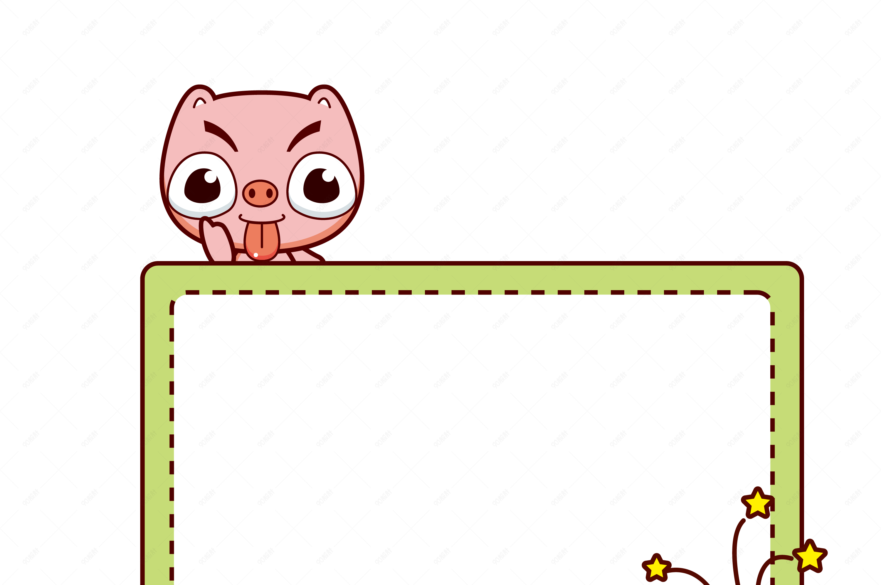 手绘粉色可爱的动物边框