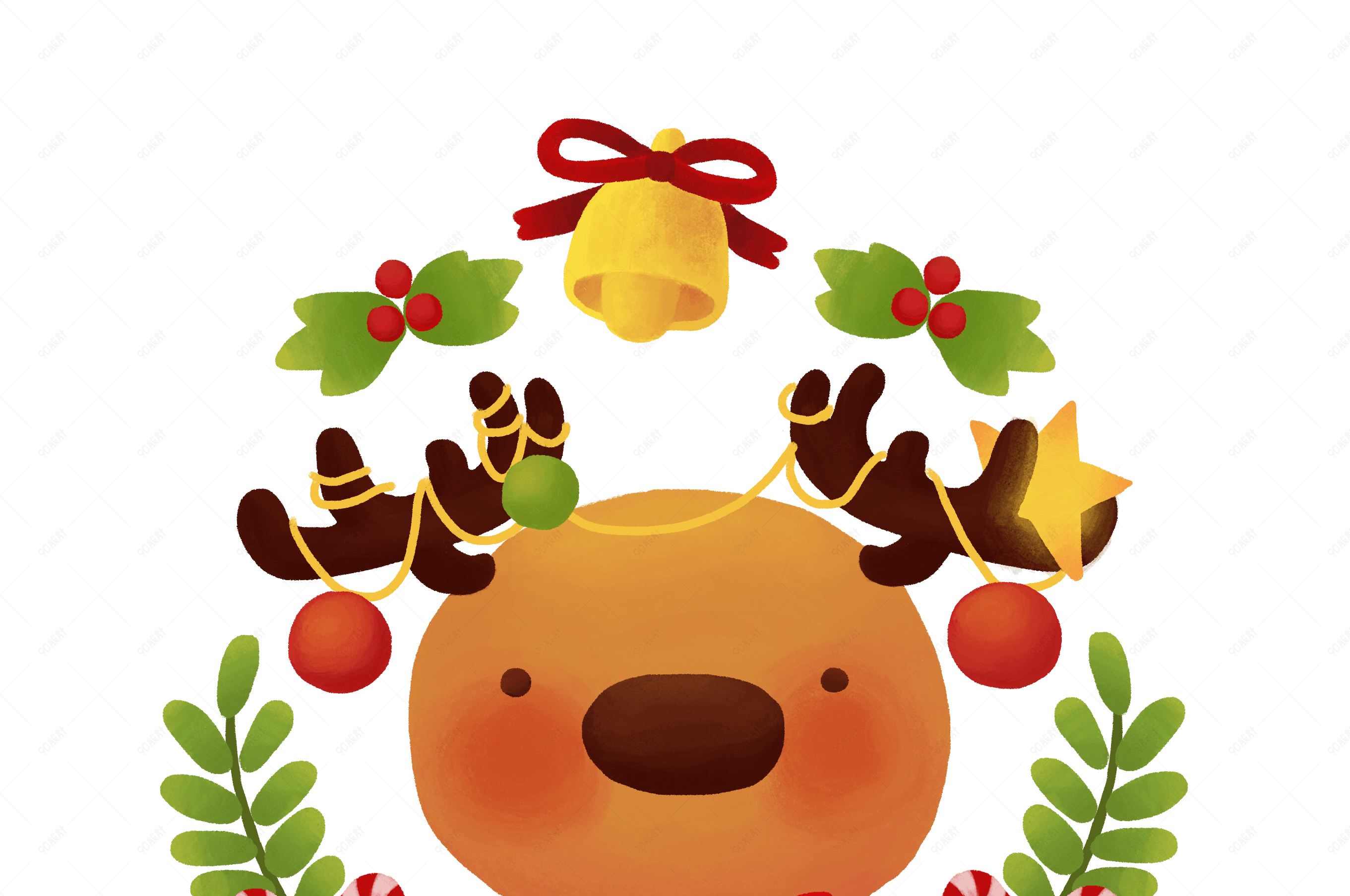 圣诞节卡通风格可爱装饰麋鹿图案