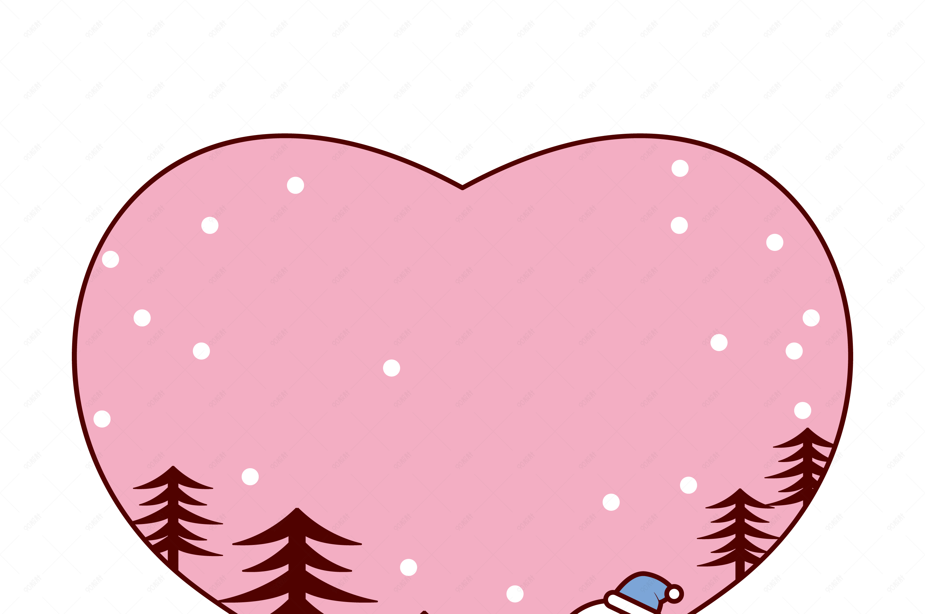 粉色爱心可爱雪人边框