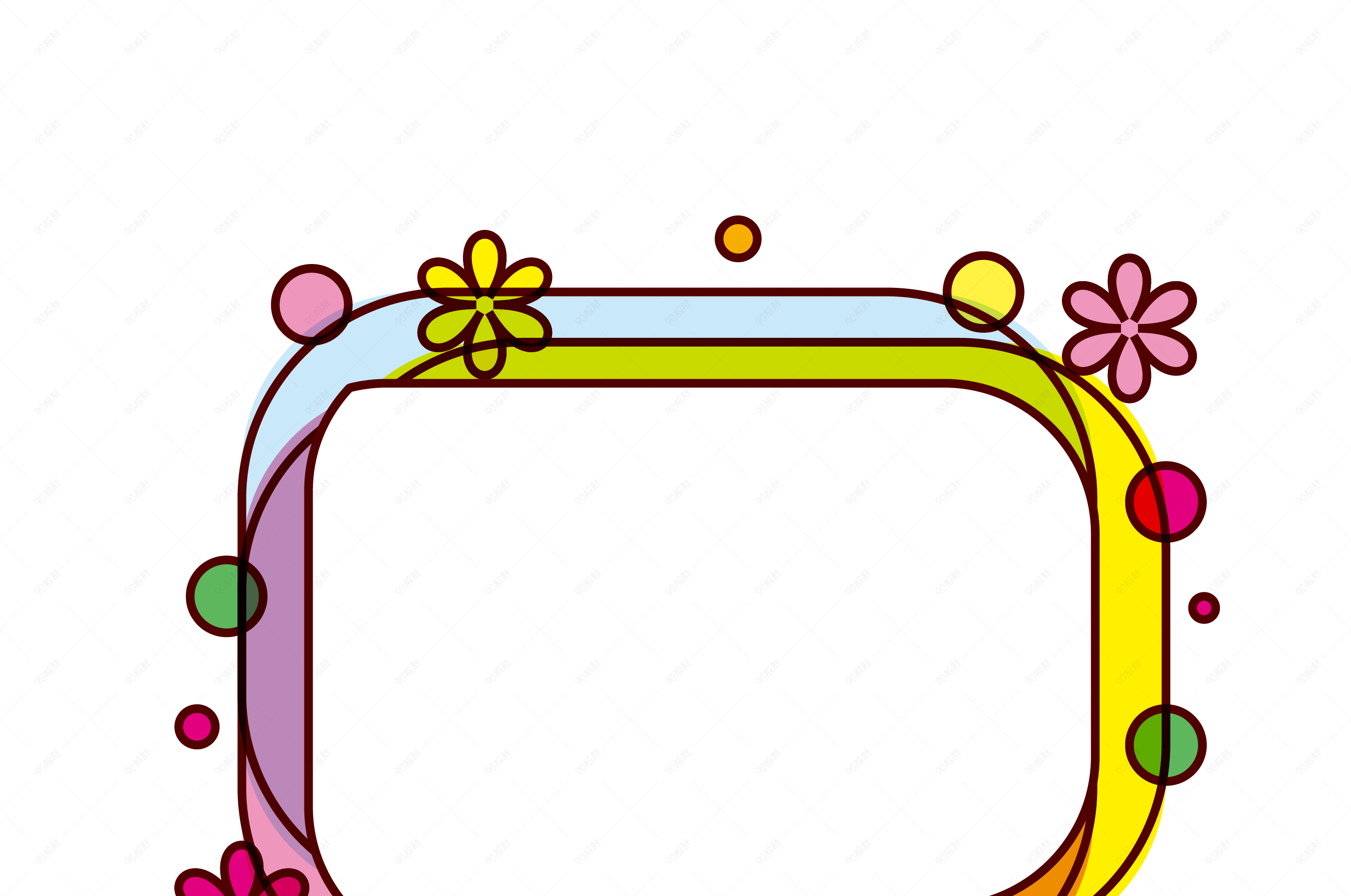 彩色方形边框插画