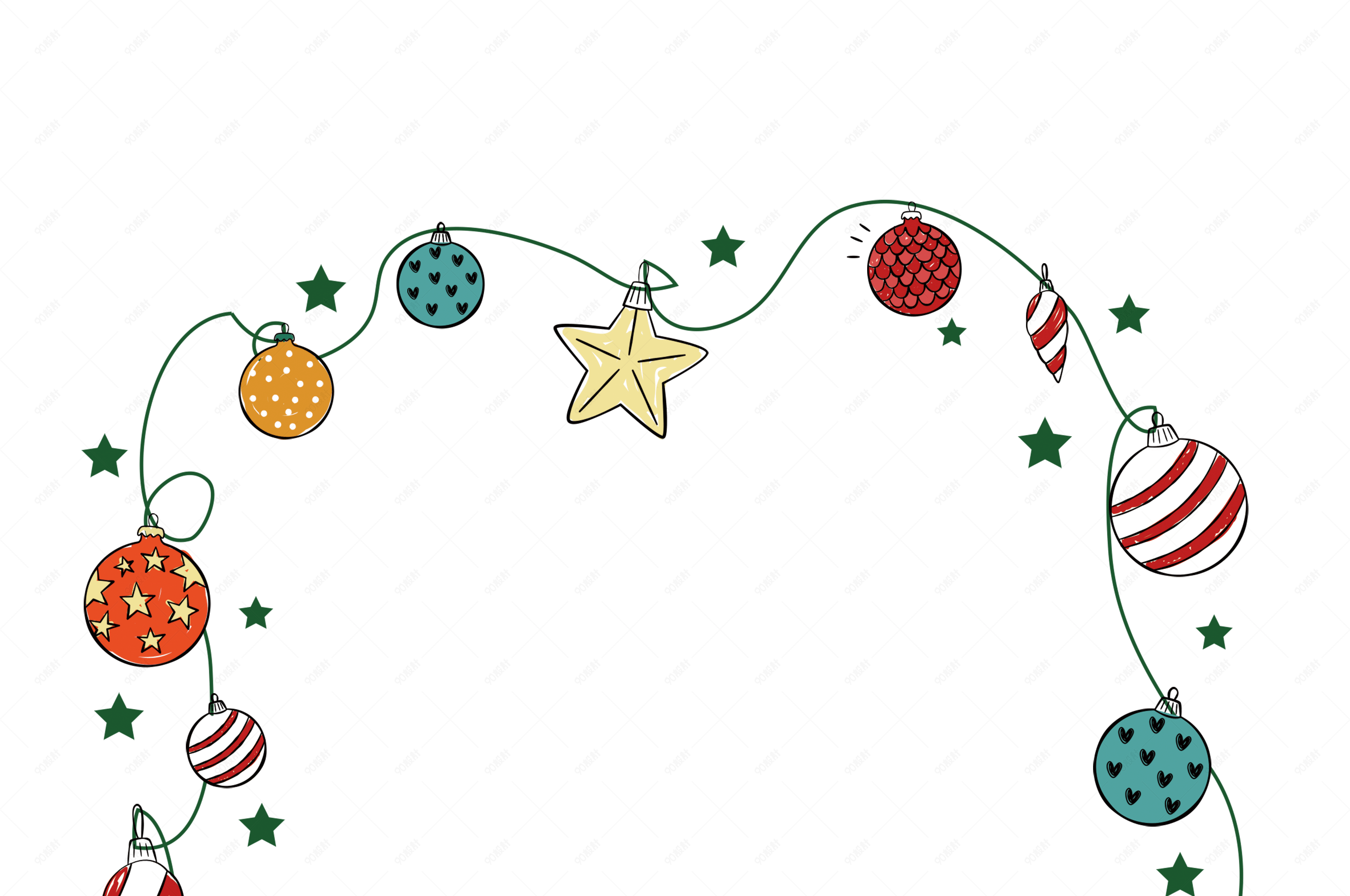 圣诞节彩球边框插画