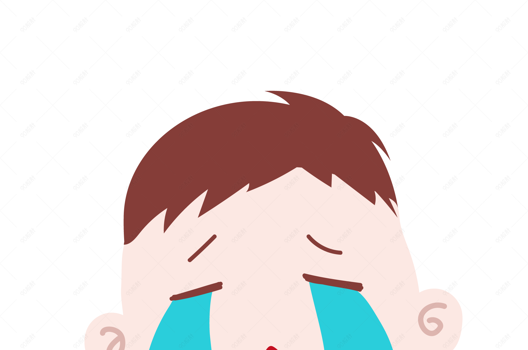 蓝色卡通哭泣表情