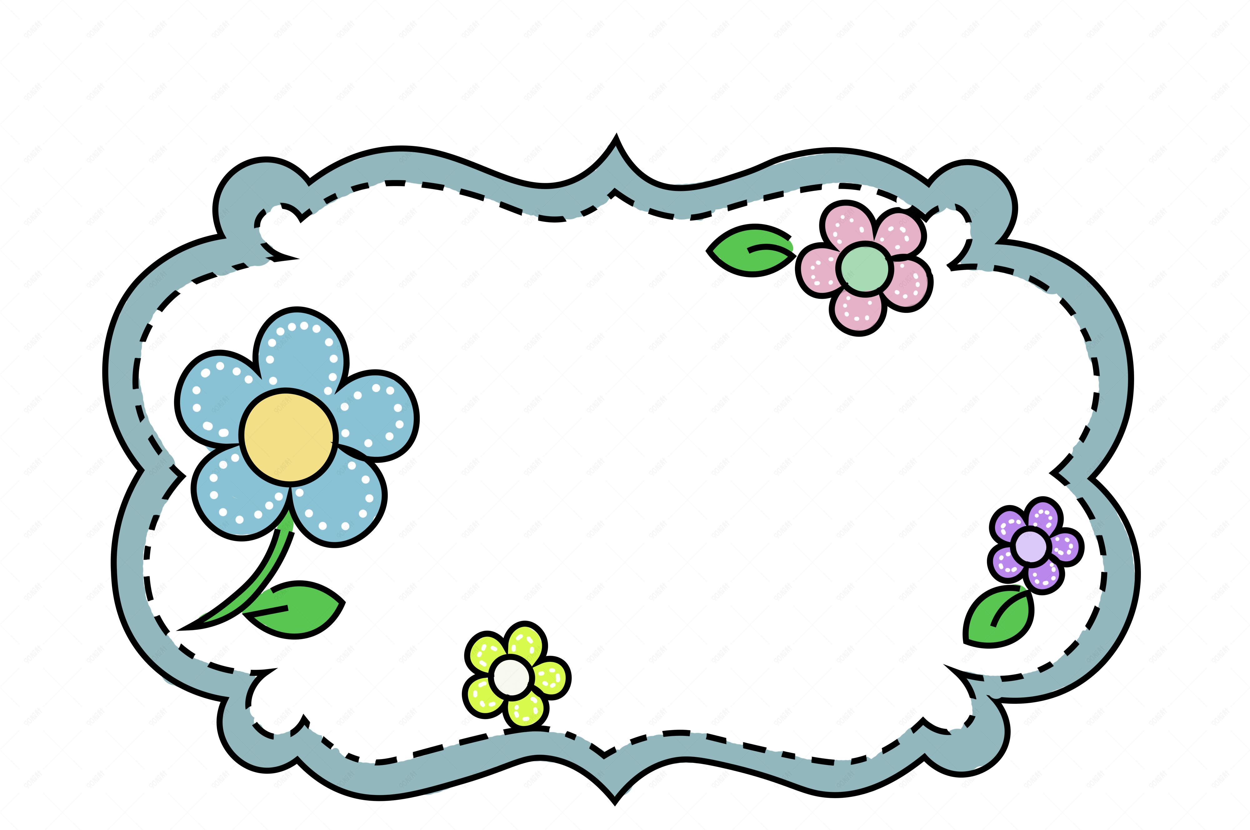 卡通花朵边框手绘插画