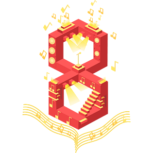 倒计时新年主题音乐符号数字8