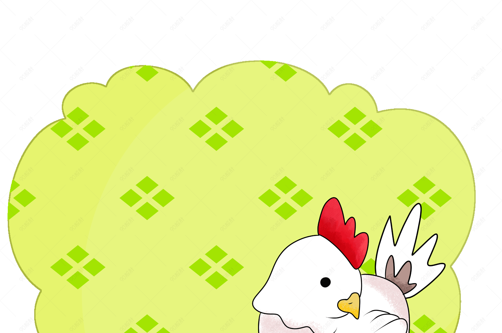 白色的小鸡边框插画