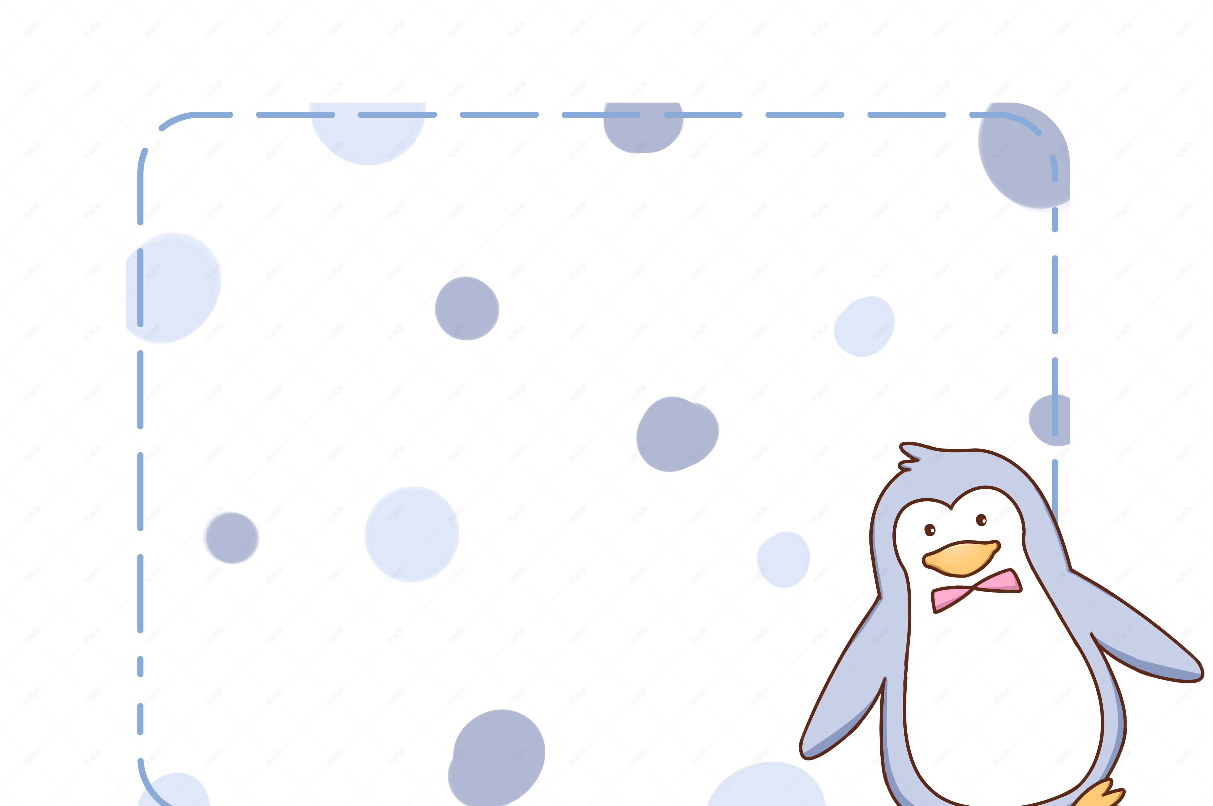 紫色的企鹅边框插画