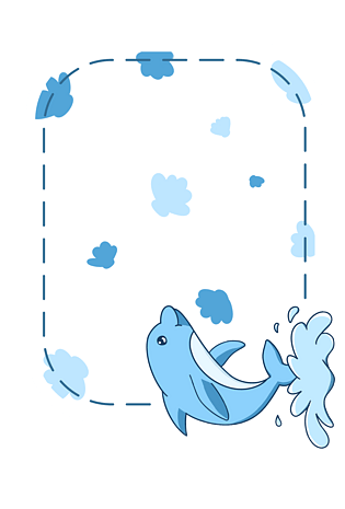 海洋鲸鱼妙笔生花pngpsd2000*2000夏日清新卡通可爱蓝色鲸鱼边框文本