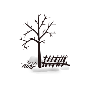 冬天雪树雪景栅栏装饰素材