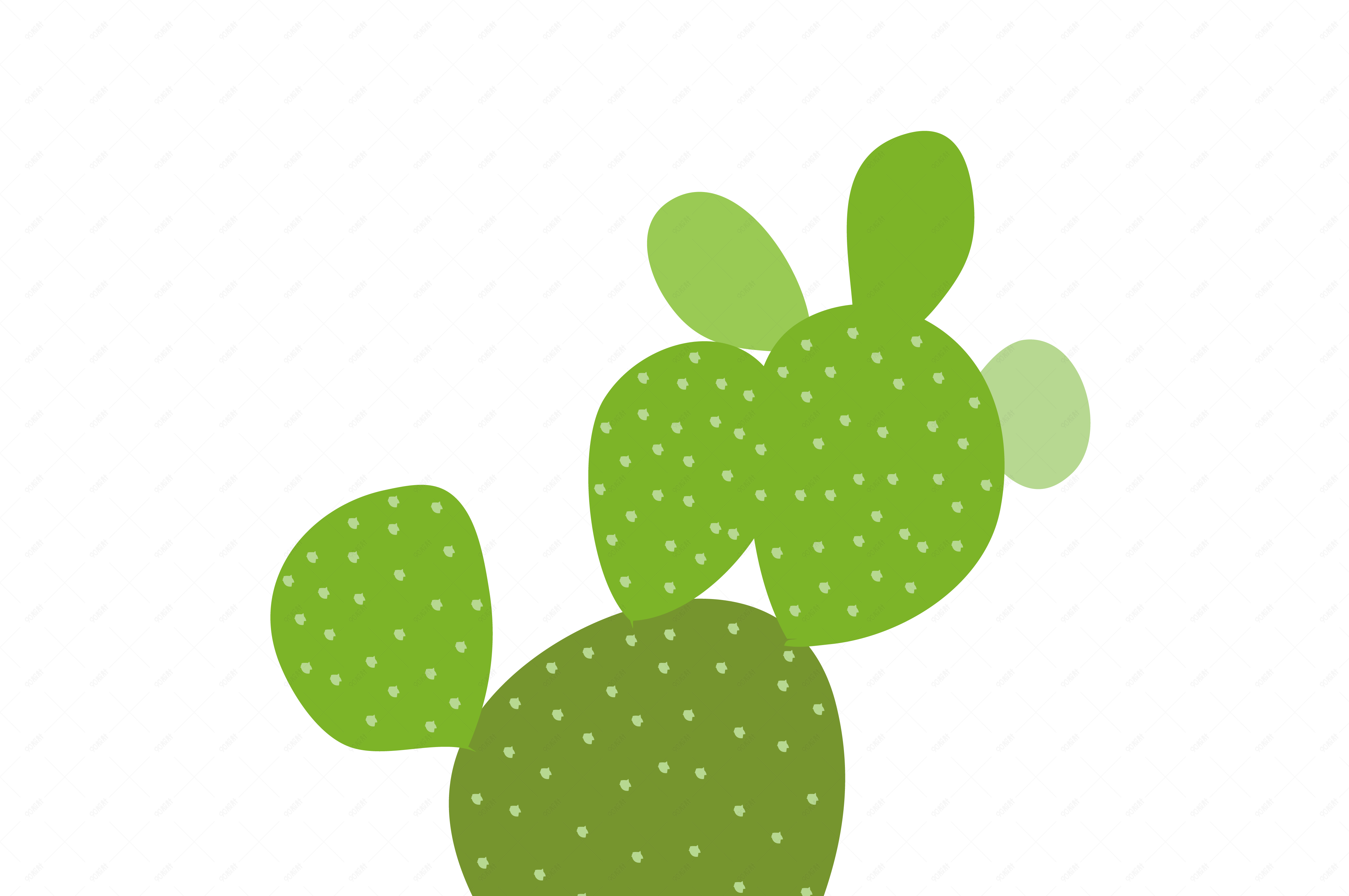 绿色仙人掌盆栽手绘装饰素材