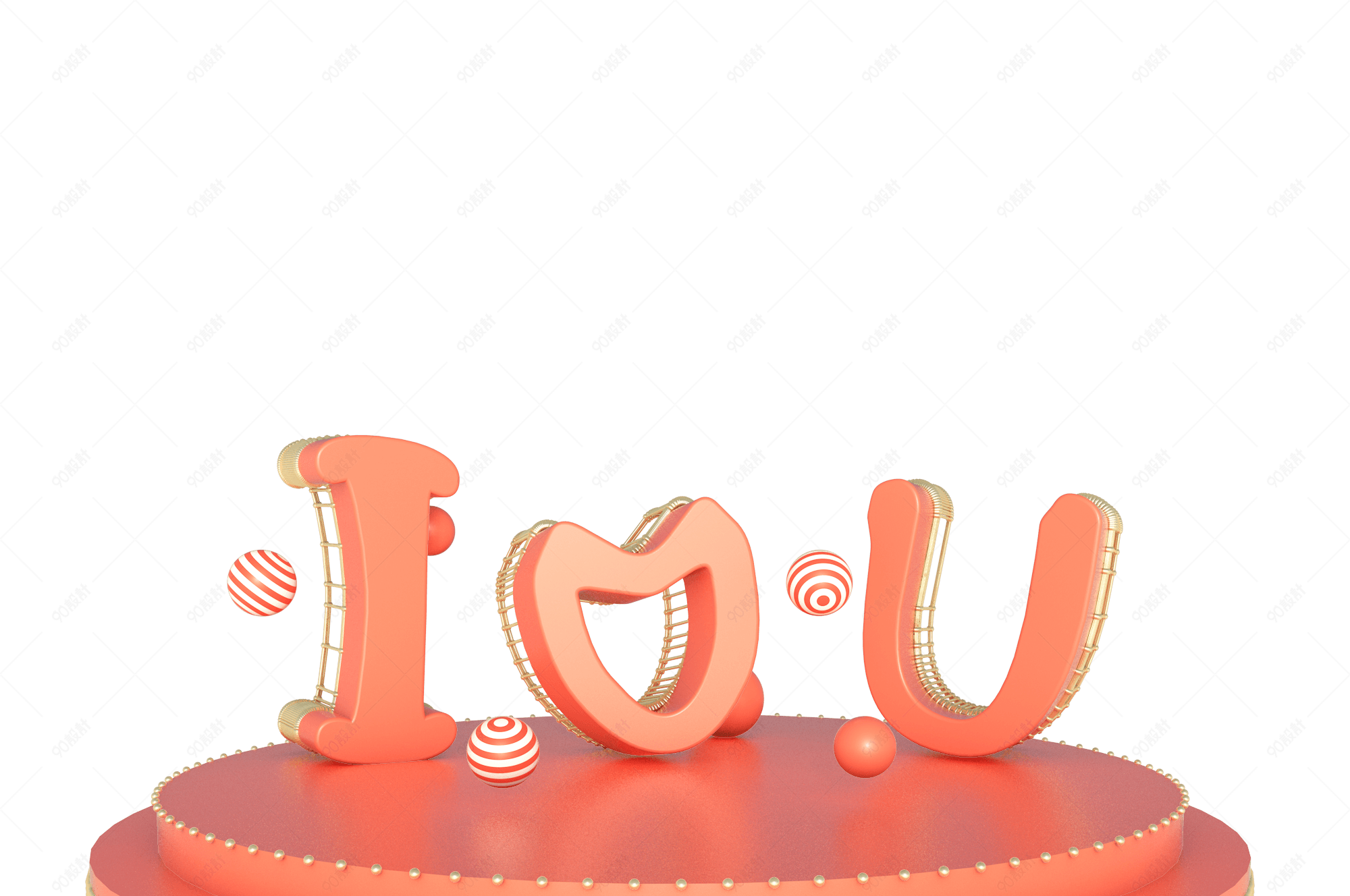 c4d立体创意情人节字母我爱你字体装饰舞台