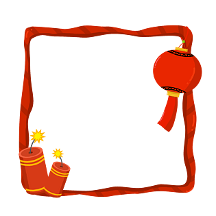 红色的鞭炮边框插画