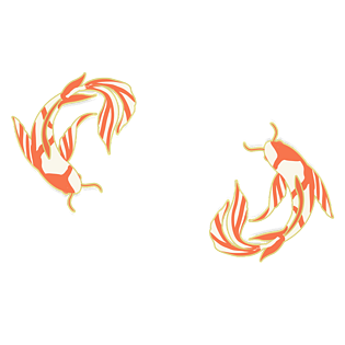 橙白相间的两条卡通锦鲤